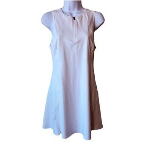 Athleta Sleeveless Ace Tennis Dress White Quarter Zipp Size Small P‎ Pickleball